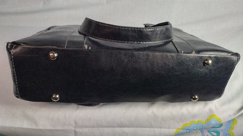 Kenneth Cole Reaction Large Leather Black Briefcase Laptop Tote Bag Travel Case - Picture 9 of 18