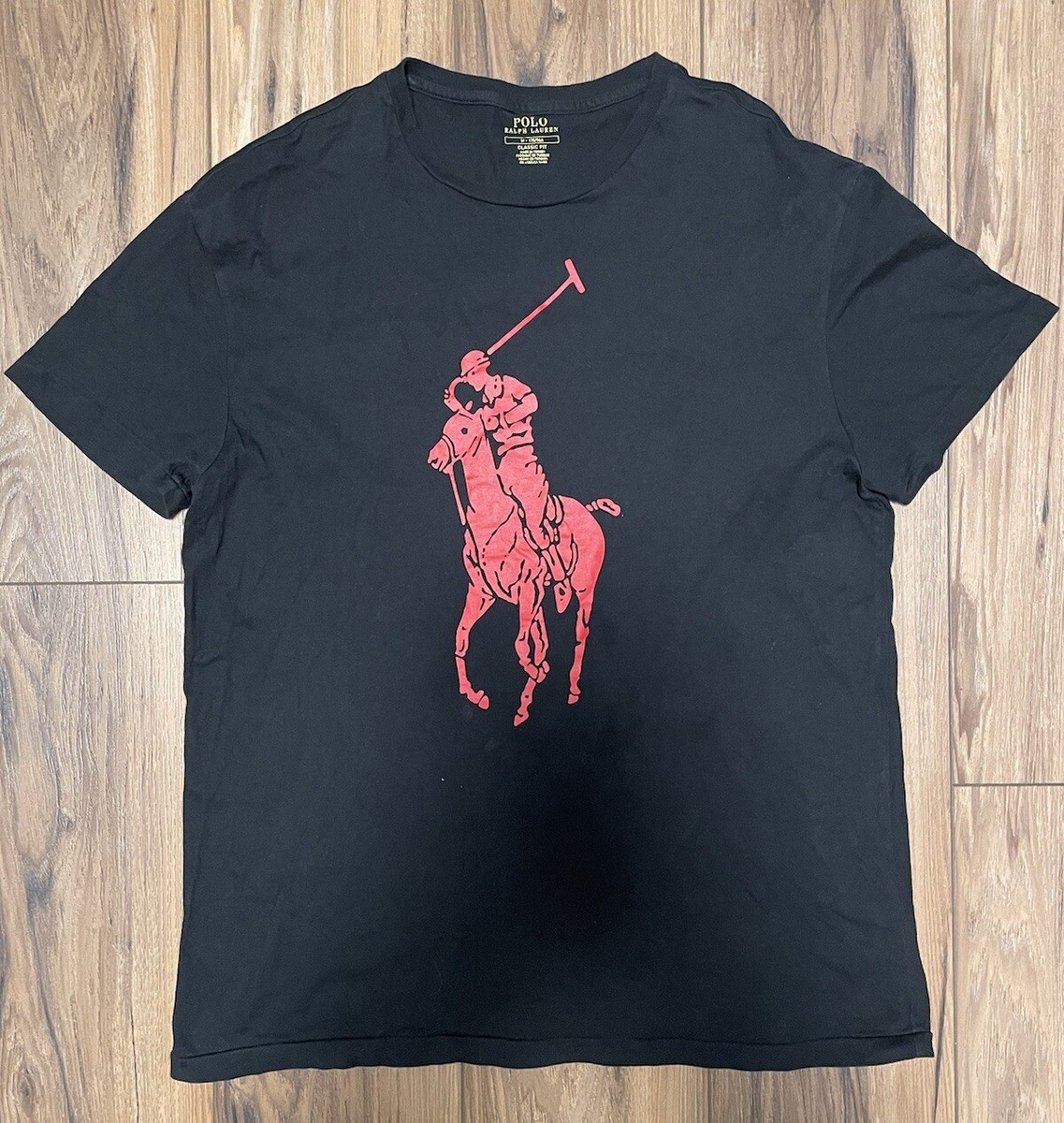 Tシャツ・カットソー POLO RALPH LAUREN Men T Shirts 710680784 011 Black Polo Ralph Lauren Big Pony Graphic T Shirt Men Med Black Red