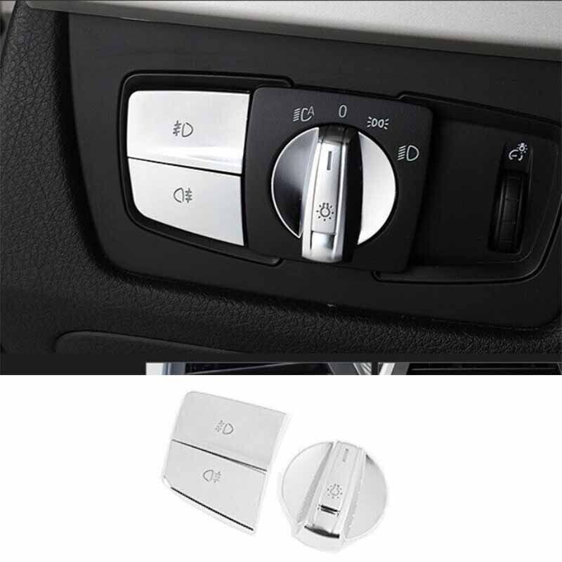 Car Inner Headlight Switch Control Matte Silver For BMW X1 F48 16-21 Cover Trim
