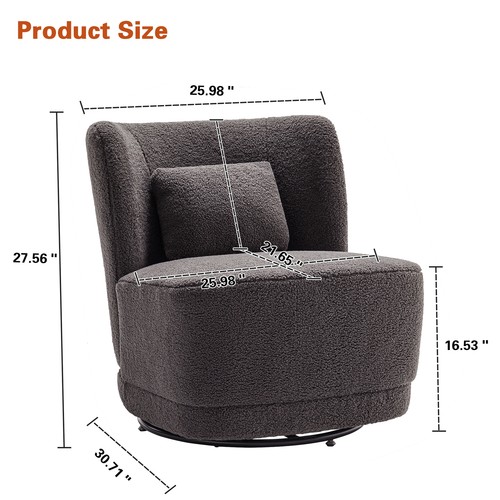 360° Swivel Accent Chair Modern Comfy Sofa Living Room Chair with Pillow