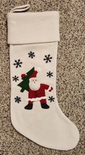Crate and Barrel Wool Christmas Stocking Santa Snowflake Holiday Gift Bag NWT