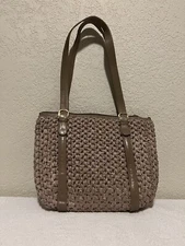 Morris Moscowitz MM Vintage Crocheted Shoulder Purse. Blush Pink/Tan. USA