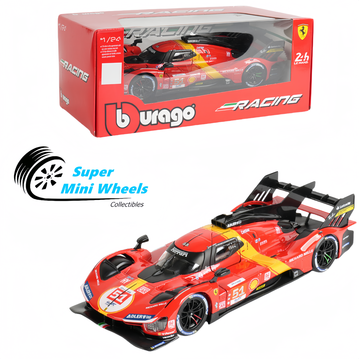 Bburago 1:24 Ferrari 499P LMH #51 2023 24H Le Mans Champion