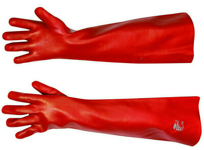 PVC Handschuhe 60 cm Teich Schutzhandschuhe lange Angel Gummihandschuhe