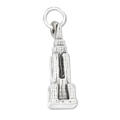 Empire State Building Manhattan New York City 3D 925 Solid Sterling Silver Charm
