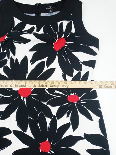RONNI NICOLE Black/White/Red Flower Shift Dress Size 12 Sleeveless Knee Length - Picture 6 of 6