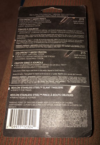 Vintage Revlon Colorstay Brow Crayon Dark Brown KIT 315 215 Pencil Tweezers 2017 - Picture 4 of 5