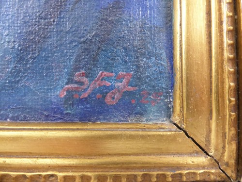 Pintura al óleo retrato de niño retrato de pecho de una niña monogramista SFJ 1925 - Imagen 5 de 6