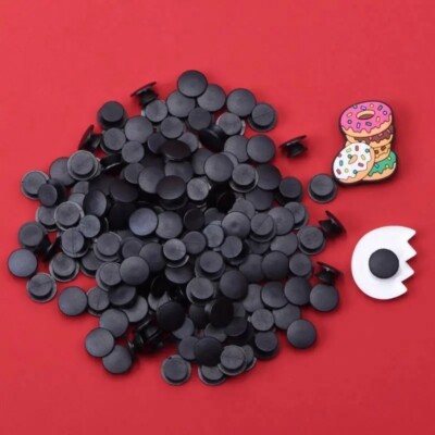 100pc Shoe Charm Back Buttons Black Replacement Charms Clogs DIY Craft Your Own
