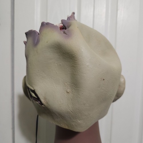 Zombie Latex Mask Exposed Open Brain Glowing Light Up Glowing Bloody Bleeding - Picture 10 of 12