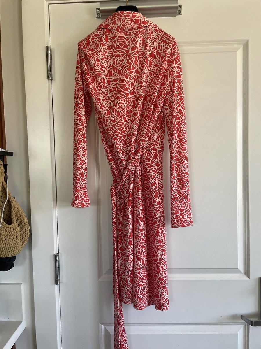 Vintage DIANE Von Furstenberg Logo DVF Monogram Red Silk Wrap Dress Size S M 8 Vintage DIANE Von Furstenberg Logo DVF Monogram Red Silk Wrap Dress Size S M 8