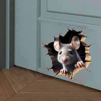 3D Autoaufkleber Sticker Maus Aufkleber Lustiger Wanddekor Loch-Effekt Tür