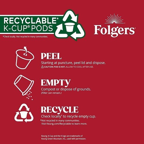 Folgers Classic Roast Coffee, Medium Roast Coffee K-Cup Pods, 96 Count
