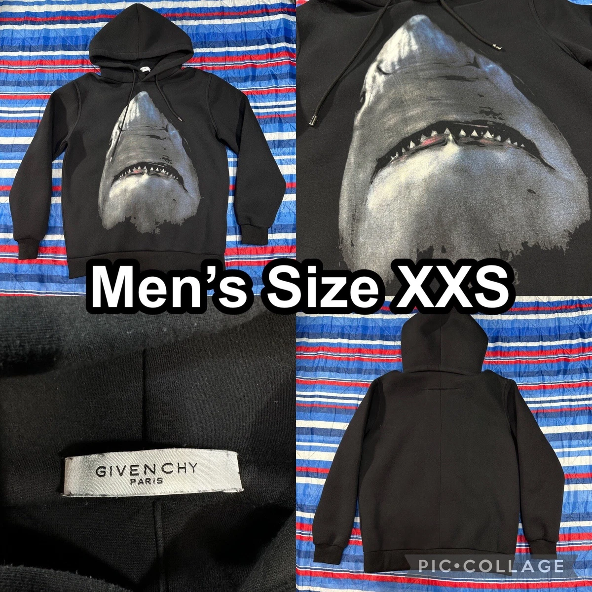 Givenchy Paris Shark Print Black Hoodie Sweater Men s Size XXS