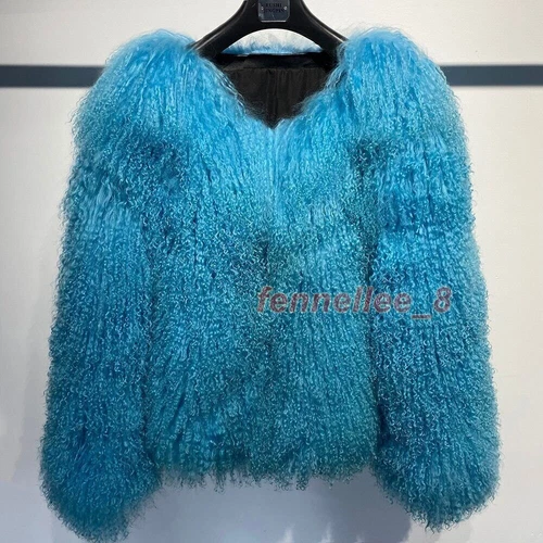 Damen-Kurzmantel echtes mongolisches Lamm Schaf lockiges Fell Jacke Winter warm Oberbekleidung - Bild 7 von 38