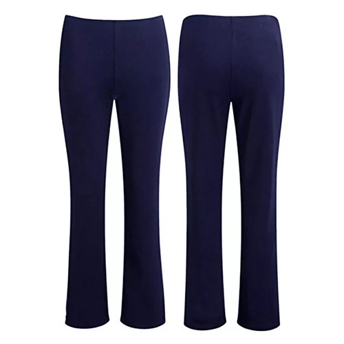 WOMENS BOOTLEG TROUSERS RIBBED PULL ON WORK PANTS STRETCH LADIES SOFT BOTTOMS - Picture 5 of 8