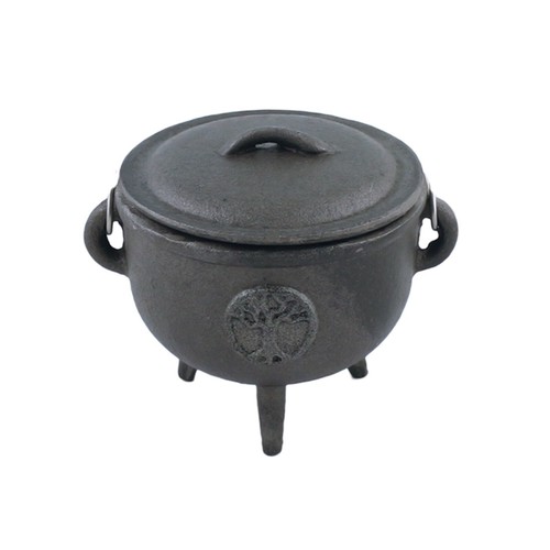 Caldero de hierro fundido de 4,5" con asa de transporte y tapa para rituales de manchas de hechizos   - Imagen 5 de 6