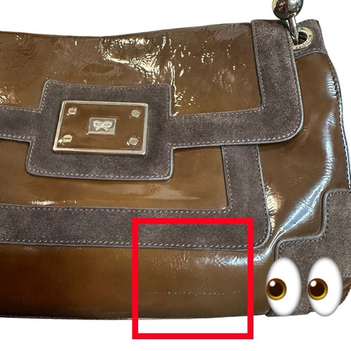 Anya Hindmarch London Shoulder Bag Top Handle Bag Patent Leather /Suede Brown - Picture 20 of 20