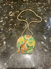 Vintage LARGE Brooch Or Pendant Sphinx ELEPHANT MULTICOLOR Unique RARE 18 In