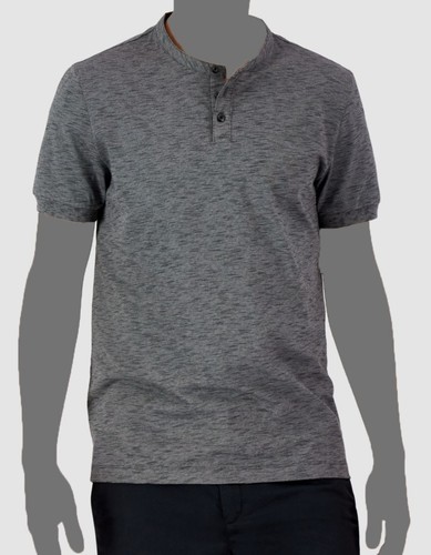 $25 Alfani Men's Gray Short-Sleeve Blurred Feeder Stripe Henley T-Shirt Size XL