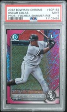 2022 Bowman Chrome 1st Prospect OSCAR COLAS Fuchsia Shimmer Refractor /199 PSA 9