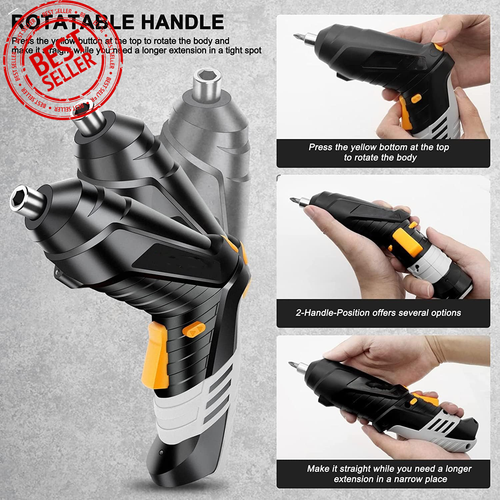 12V Cordless Drill Driver Set – 30Nm, 34pcs, 2 Batteries, Variable Speed, Black - Picture 8 of 12