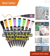 Magnetic Liquid Chalk Markers - 8 Pack in Vibrant Colors for Multi-Surface Use