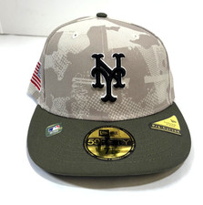 New York Mets MLB NE 2025  Armed Forces Day Fitted Hat~Beige/Olive