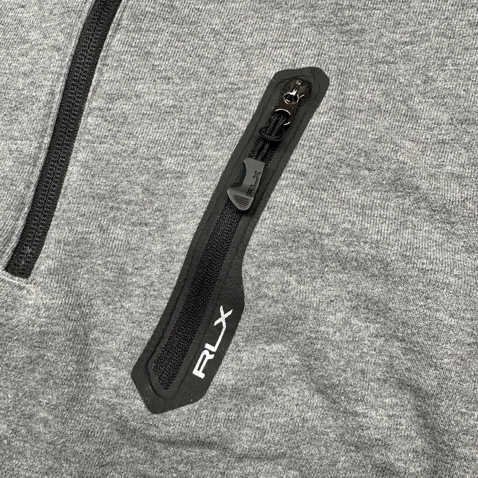 Pullover RLX Ralph Lauren Para Hombres Grande Gris Cuarto Cremallera Cuello Simulado Bolsillo en el Pecho Foto 3 de 4