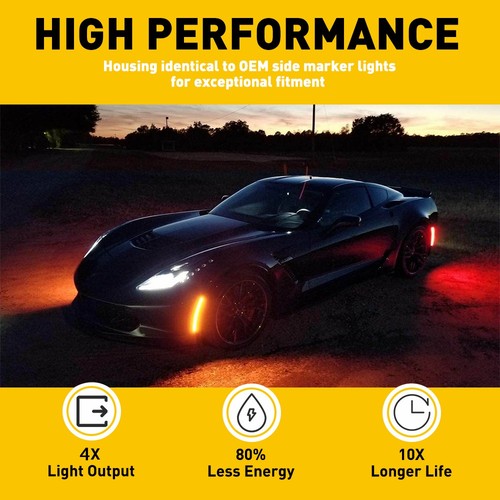 2SET Smoked Front & Rear LED Side Marker Lens Lights For 2014-2019 Chevrolet Cor - Picture 9 of 10
