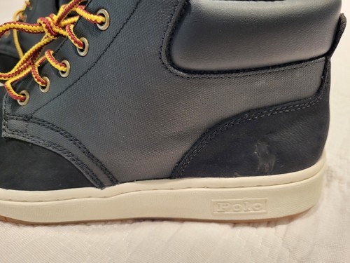 NUEVO SIN ETIQUETAS Polo Ralph Lauren Negro Cuero Nubuck Encogido Zapatillas Botas Para Hombre 10 - Imagen 5 de 11