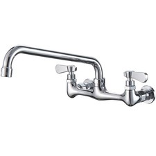 BWE Wall Mount Kitchen Faucet 12 Inch Swivel Spout 8" Center Commercial Sink Mix