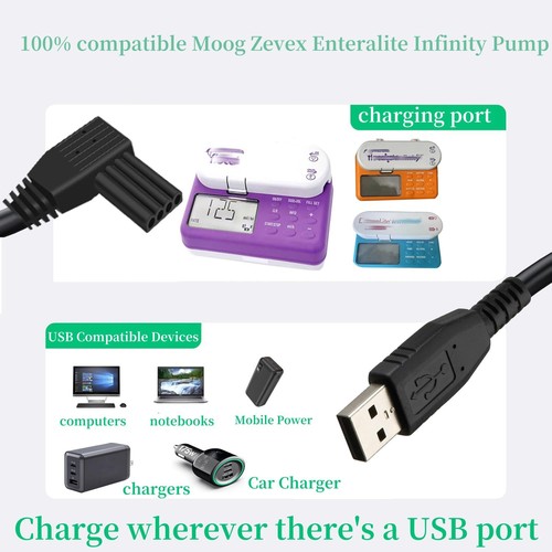 USB Power Charging Cable for Moog Zevex Enteralite Infinity Pump Compatible w... - Picture 3 of 5