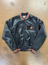 Vintage 80s Philadelphia Flyers Chalk Line Satin Jacket Mens Medium Made In USA