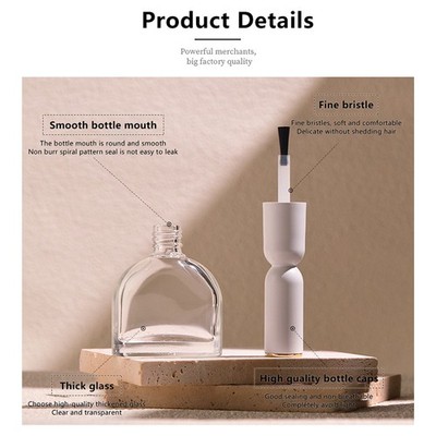 Empty Nail Polish Glass Bottle Brush Cap On Cosmetic Packaging Container 13ml