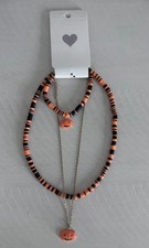 Girls Pumpkin Halloween   3-Piece Jewelry Set Necklaces Bracelet