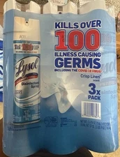 3 Pack Lysol Sanitizer Disinfectant Spray Spring Waterfall Scent 19 Oz