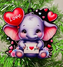 BABY ELEPHANT - I LOVE YOU - THEMED  - Christmas Ornament