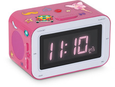 Radiowecker digital Uhr Wecker Radio Dual Alarm LCD Pink mit Sticker Bigben RR30
