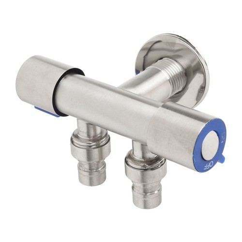 Versátil válvula angular de acero inoxidable para baño y lavadora - Imagen 2 de 12