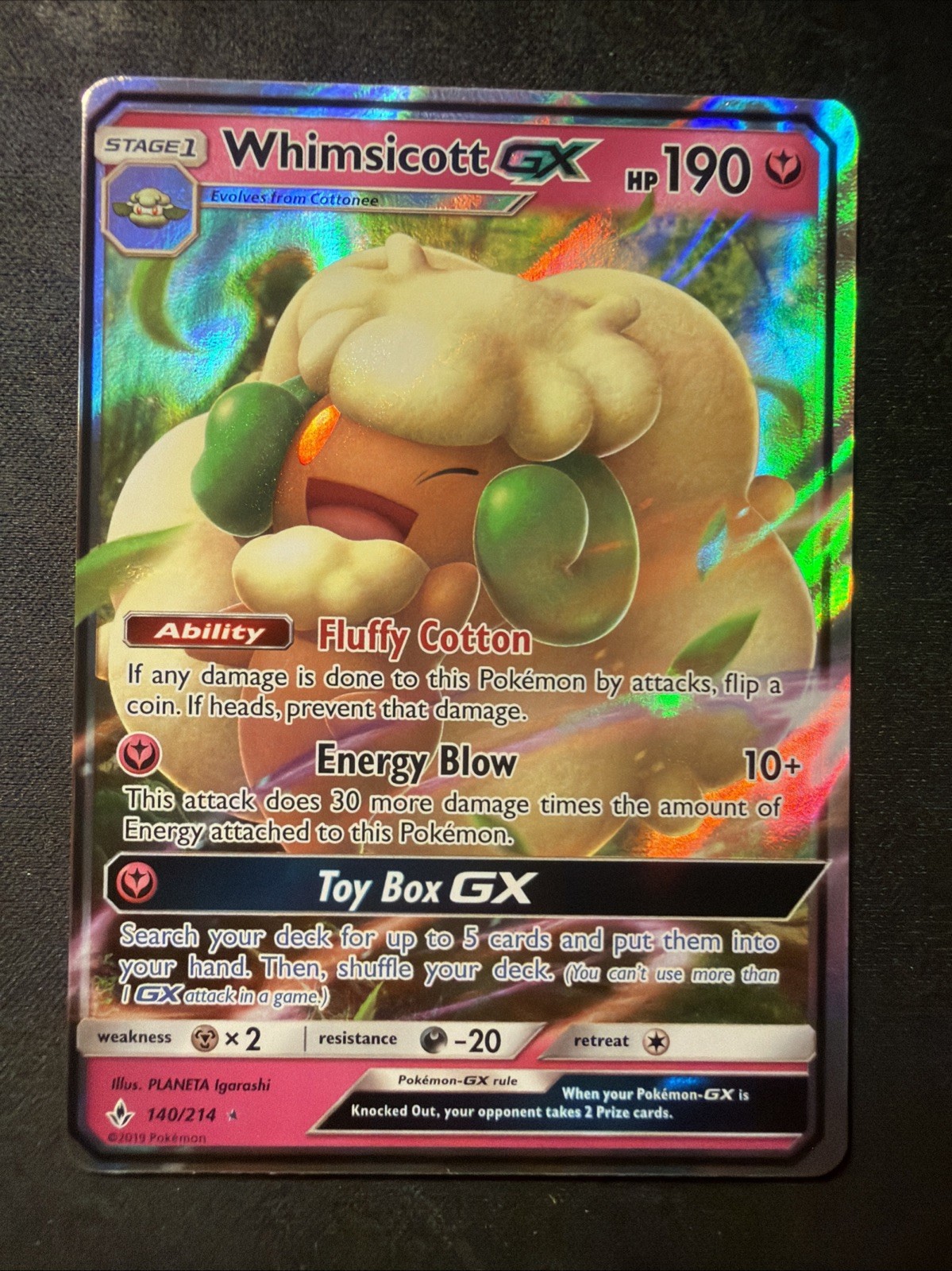 Whimsicott GX 140/214 Sm-Unbroken Bonds Holo