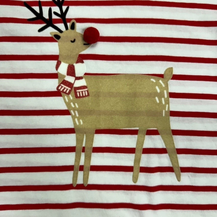 Boden Red White Striped Reindeer Christmas Long Sleeve Top Women US 4 - Image 2 of 4