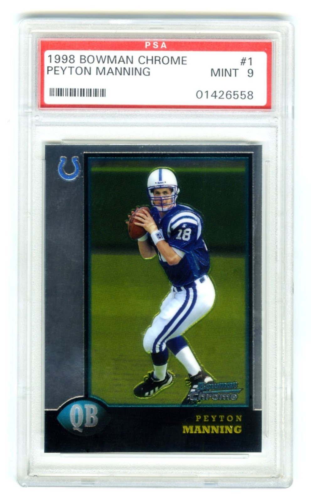 PEYTON MANNING~1998 BOWMAN CHROME PSA-9 MINT HOT GRADED NFL ROOKIE RC CARD  #1