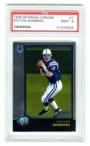 PEYTON MANNING~1998 BOWMAN CHROME PSA-9 MINT HOT GRADED NFL ROOKIE RC CARD #1