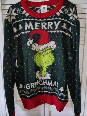 The Grinch Merry Grinchmas Ugly Sweater SizeL Green/Red Unisex Christmas Holiday - Image 1 of 4