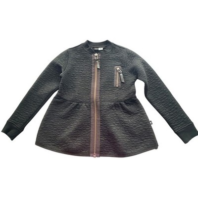 Molo Marci Quilted Peplum Jacket Sz Sm/128 Black Textured Zip Up Cardigan Moto