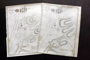 Bruce, James 1813 Hand Col Map. Pair of Battle Planss of Serbraxos. Ethiopia