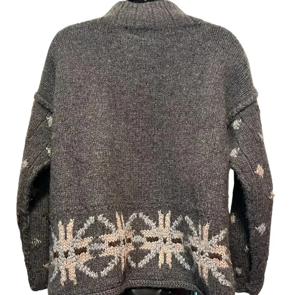 Suéter limitado gris pesado grueso de lana tejido a mano para mujer de gran tamaño mediano Foto 4 de 4