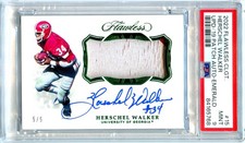 HERSCHEL WALKER 2022 FLAWLESS COLLEGIATE GREEN PATCH AUTO SP 5/5 PSA 9 MINT