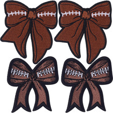 4PCS Football Iron on Patches, Sports Style Bow Patches, 2 Types Iron on Sew on